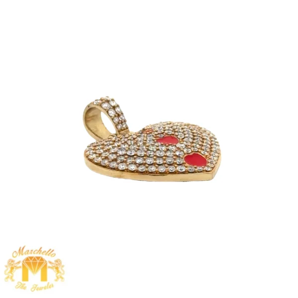 14k Yellow Gold and Diamond Heart Pendant and 14k yellow gold Cuban Chain - Image 5