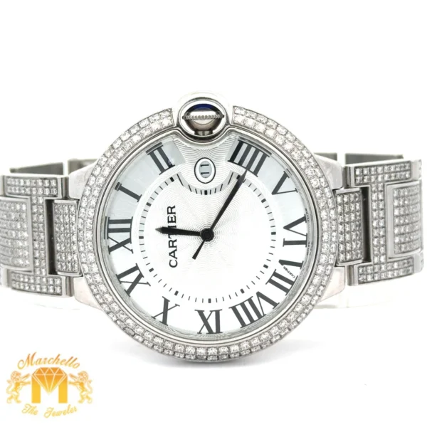 4 piece deal: 40mm Cartier Ballon Bleu De Diamond Watch + White Gold and Diamond Twin Square Bracelet + Complimentary Earrings + Gift from MTJ - Image 8