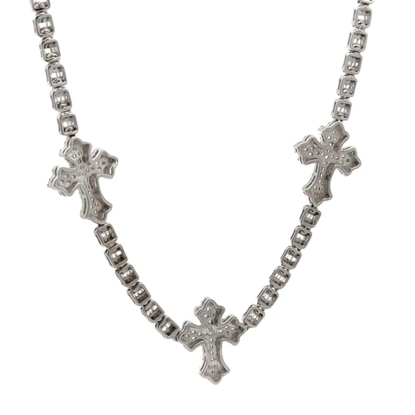 5.38ct Diamond and Gold Cross Necklace with Round Diamonds (choose your color) - Image 2