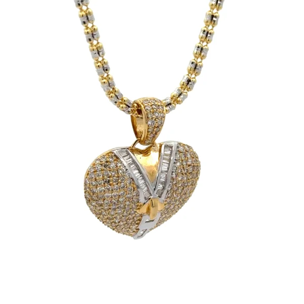 14k gold and diamond Heart Pendant and Gold Ice Link Chain (choose your color) - Image 2