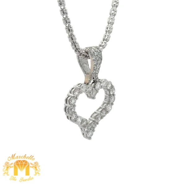 14k white gold and diamond Heart Pendant and 14k white gold Ice Link chain - Image 2