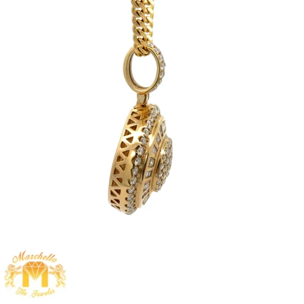 14k Yellow Gold and Diamond Round shaped Pendant - Image 7