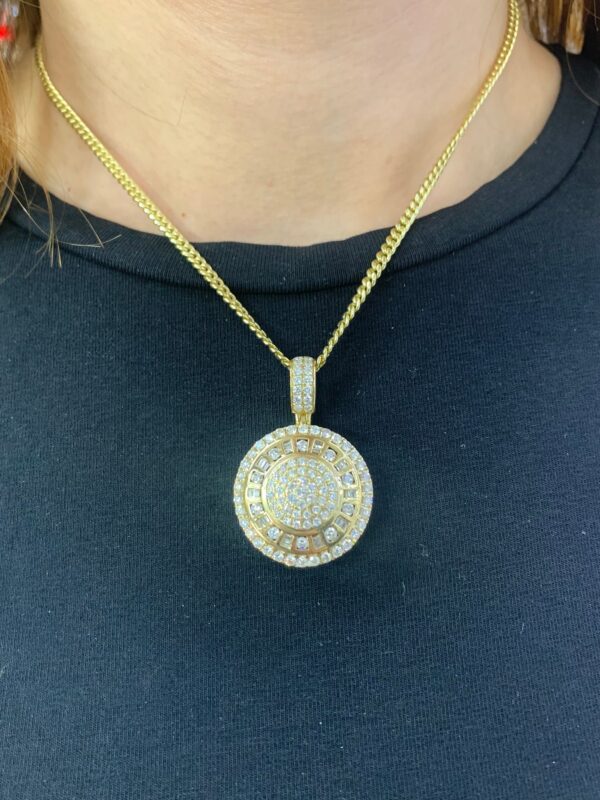 14k Yellow Gold and Diamond Round shaped Pendant - Image 6