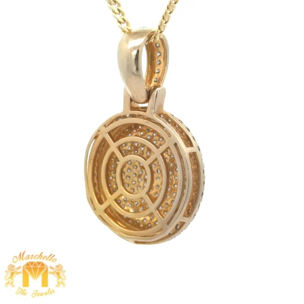 4ct diamonds Yellow Gold Round Shape Pendant and Yellow Gold Cuban Link Chain - Image 6