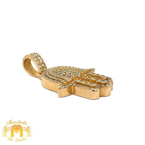 6.50ct diamonds 14k Yellow Gold and Diamond Hamsa Pendant and Yellow Gold Cuban Link Chain - Image 3