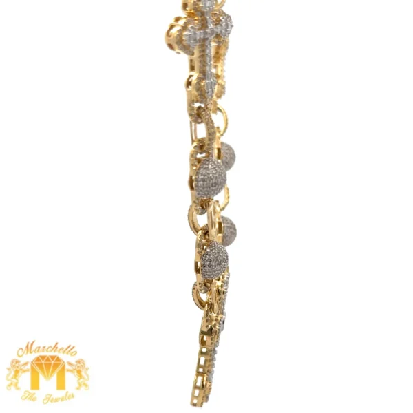 14.98ct diamonds Yellow Gold Cross Necklace with balls - Image 4