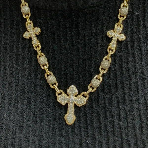 14.98ct diamonds Yellow Gold Cross Necklace with balls - Image 5