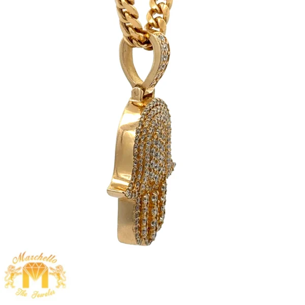 6.50ct diamonds 14k Yellow Gold and Diamond Hamsa Pendant and Yellow Gold Cuban Link Chain - Image 2