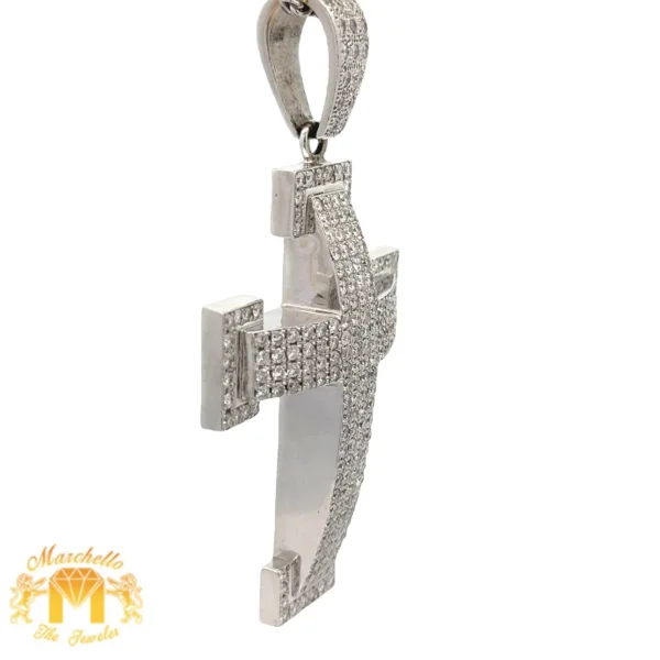 14k White Gold and Diamond XL Cross Pendant - Image 5