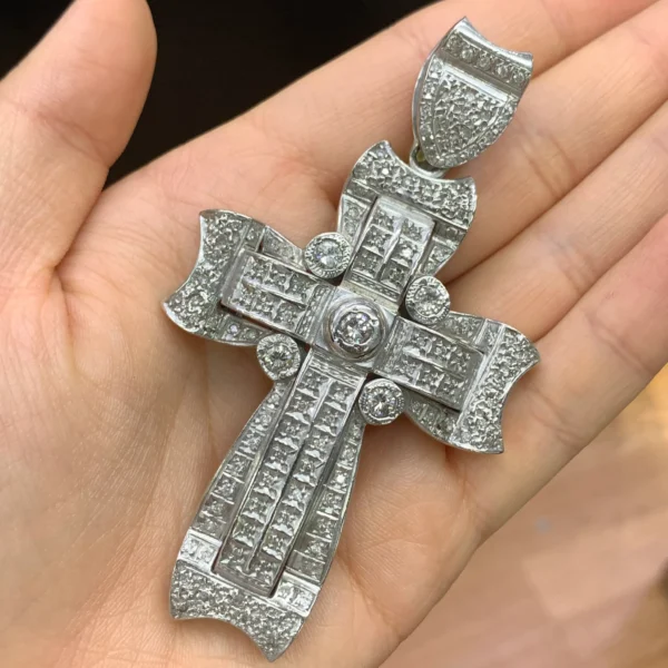14k white gold and diamond Cross Pendant - Image 2
