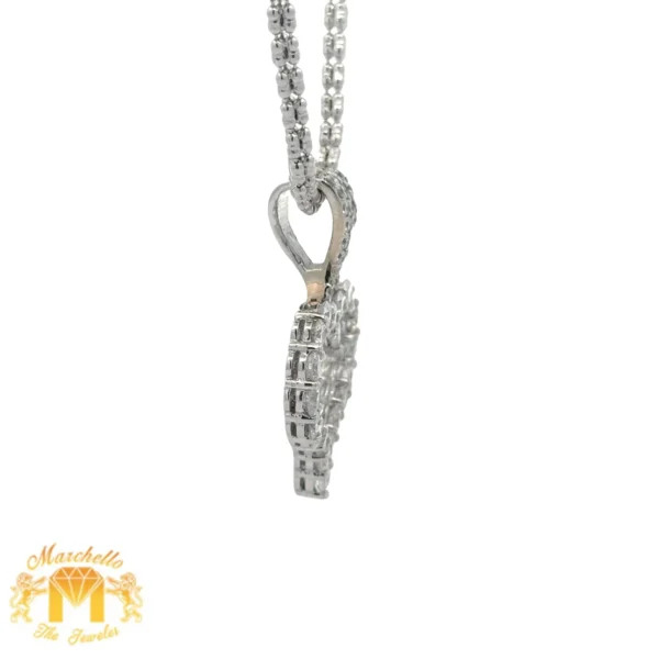 14k white gold and diamond Heart Pendant and 14k white gold Ice Link chain - Image 4