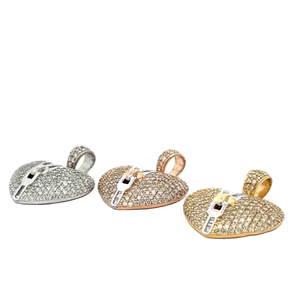 14k gold and diamond Heart Pendant and Gold Ice Link Chain (choose your color) - Image 5