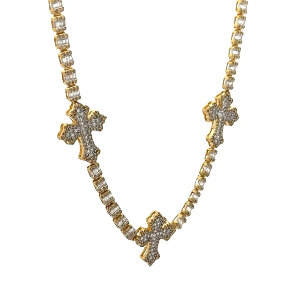 5.38ct Diamond and Gold Cross Necklace with Round Diamonds (choose your color) - Image 4