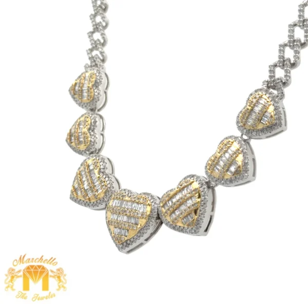 3.66ct diamonds and Gold Heart Necklace with Baguette and Round Diamonds (choose your color) - Image 6