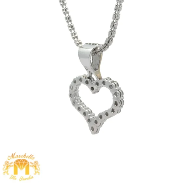 14k white gold and diamond Heart Pendant and 14k white gold Ice Link chain - Image 3