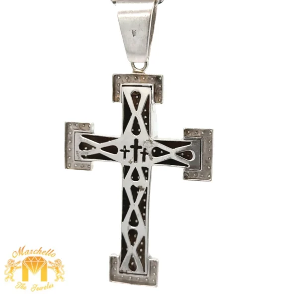 14k White Gold and Diamond XL Cross Pendant - Image 4