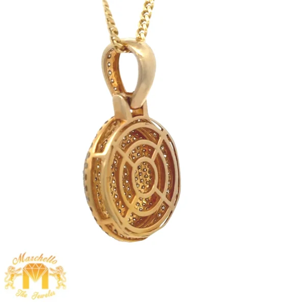 4ct diamonds Yellow Gold Round Shape Pendant and Yellow Gold Cuban Link Chain - Image 4