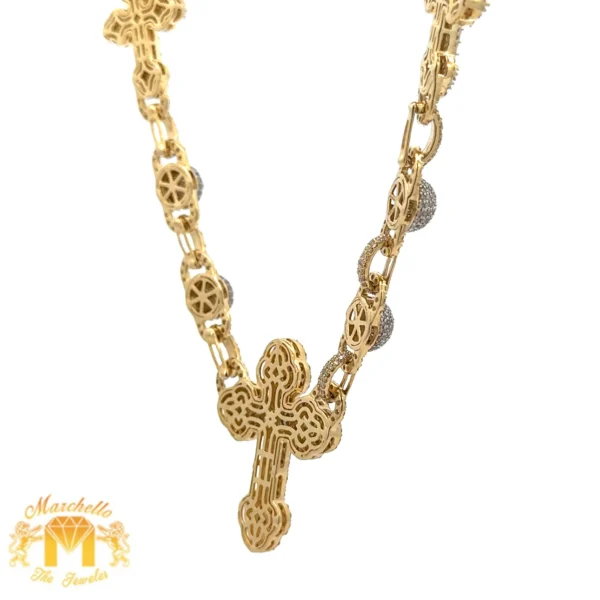 14.98ct diamonds Yellow Gold Cross Necklace with balls - Image 3