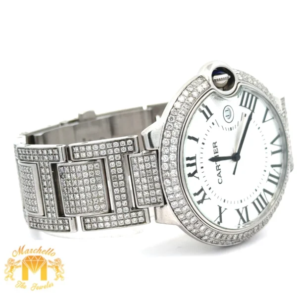 4 piece deal: 40mm Cartier Ballon Bleu De Diamond Watch + White Gold and Diamond Twin Square Bracelet + Complimentary Earrings + Gift from MTJ - Image 3