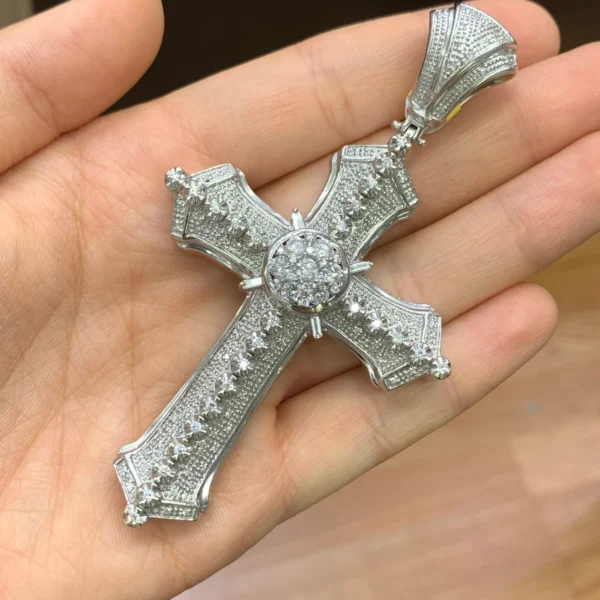 14k white gold and diamond Cross Pendant - Image 5