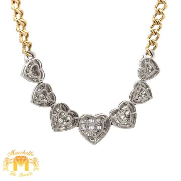 3.66ct diamonds and Gold Heart Necklace with Baguette and Round Diamonds (choose your color) - Image 5