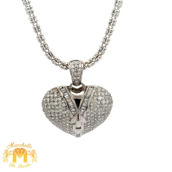 14k gold and diamond Heart Pendant and Gold Ice Link Chain (choose your color) - Image 7