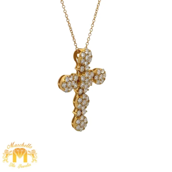 18k yellow gold and diamond cross Pendant and Yellow Gold Chain - Image 4