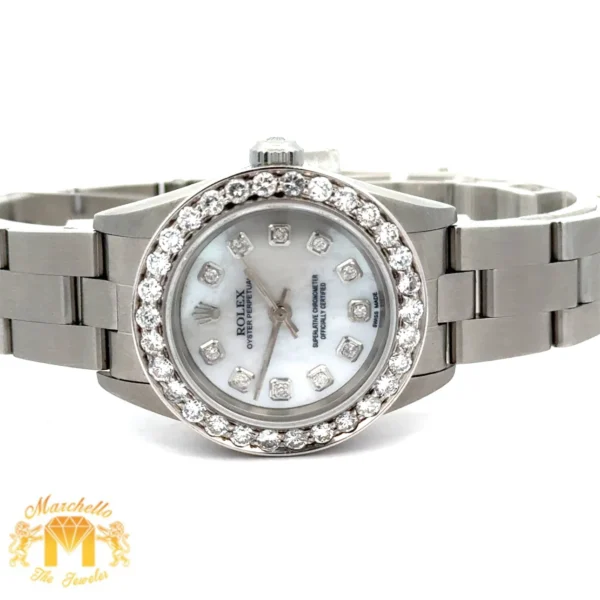 4 piece deal: 26mm Rolex Diamond Watch + 14k white gold and diamond Fancy Bracelet + Complimentary Earrings + Gift from MTJ - Image 6