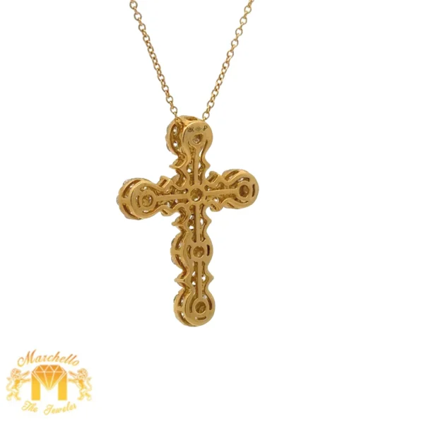 18k yellow gold and diamond cross Pendant and Yellow Gold Chain - Image 3
