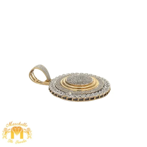 Yellow Gold and Diamond Round Pendant and Yellow Gold Cuban Chain - Image 4