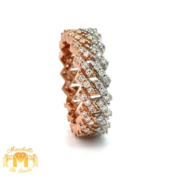14k Two-Tone: Rose and White Gold and Diamond Eternity Band - Image 4