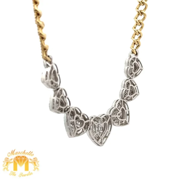 3.66ct diamonds and Gold Heart Necklace with Baguette and Round Diamonds (choose your color) - Image 3