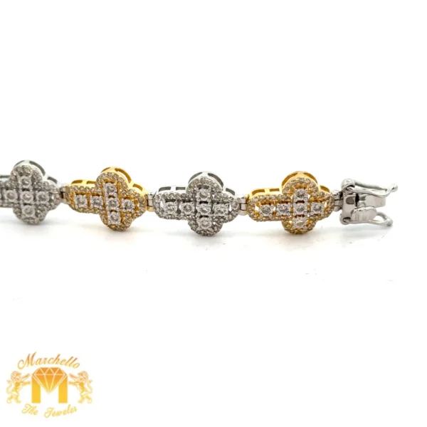 6ct diamonds 14k Yellow Gold Jesus Head Ring and Two-Tone Gold: Yellow & White Gold and Diamond Cross Bracelet Set - Image 5