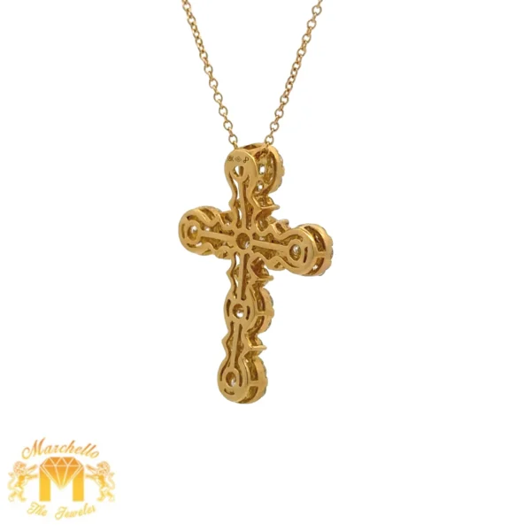18k yellow gold and diamond cross Pendant and Yellow Gold Chain - Image 6