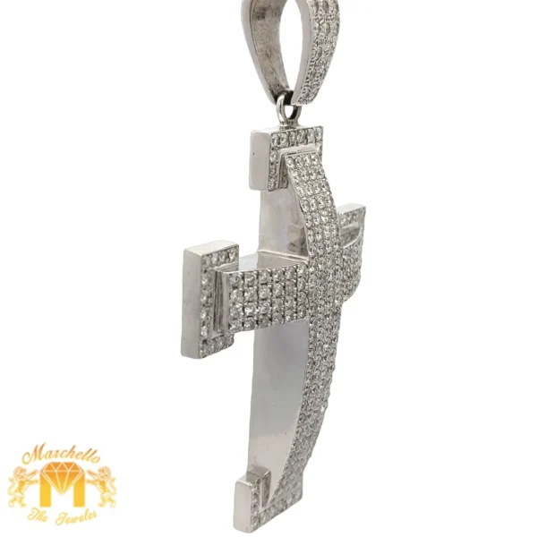 14k White Gold and Diamond XL Cross Pendant - Image 2