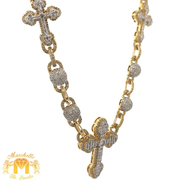 14.98ct diamonds Yellow Gold Cross Necklace with balls - Image 2
