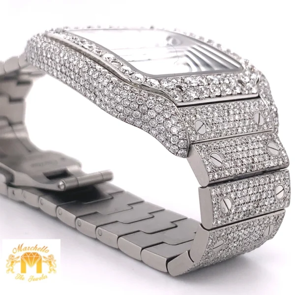 Iced Out Cartier Santos Diamond Watch + Diamond Earrings (40 mm, stainless steel) - Image 5