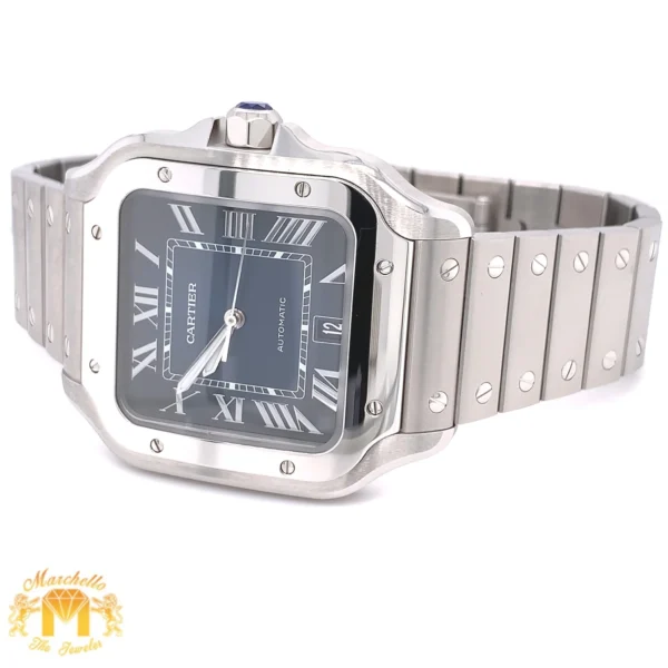 40mm Santos de Cartier Stainless Steel Watch (blue dial, papers) - Image 2